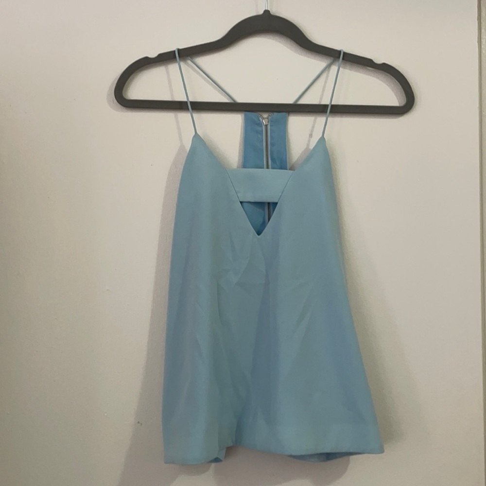 Blue dressy cami with sexy cut out in the front